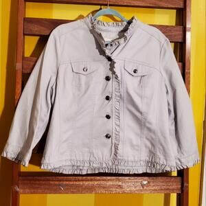 Sandro Grey Ruffle Jacket, Sz XL